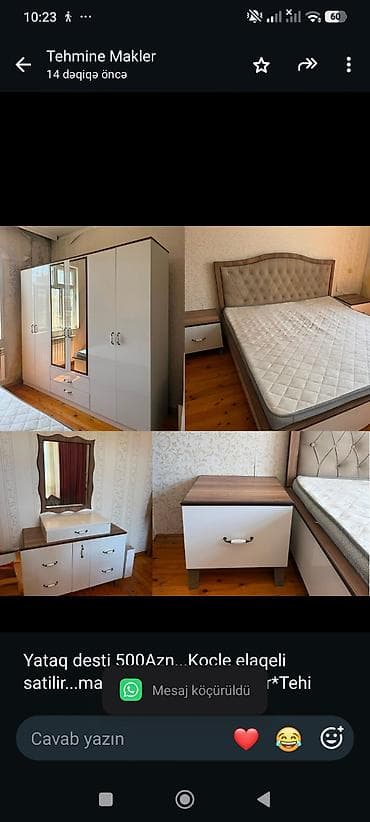 matras satisi: Yataq desti 500Azn. Kocle elaqeli satilir. matras var Unvan — 1