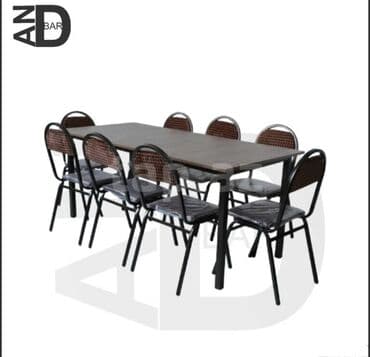 yazı masa: Mətbəx üçün, Yeni, Açılmayan, Dördbucaq masa, 8 stul — 1