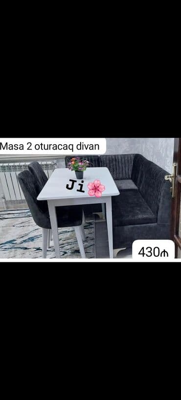 stol desdi: Qonaq otağı üçün, Açılmayan, Dördbucaq masa, 4 stul — 12