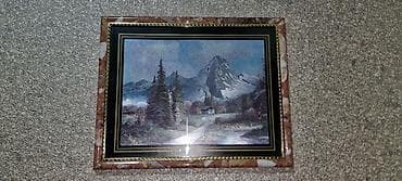 Dağ mənzərəli çərçivəli tablo - Mövzu: Qarla örtülü uca dağ