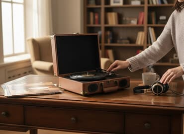 davul haqqında məlumat: Retro patefon val oxudan. Yenidir Retro dizaynlı, müasir funksiyalara — 1