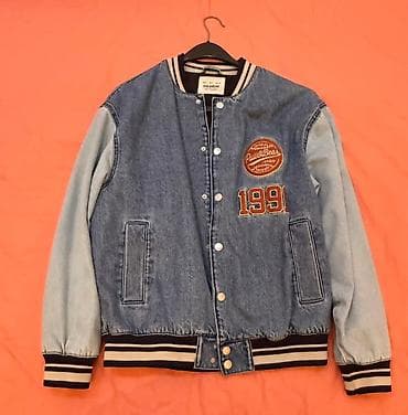 Şortlar: Pull&Bear denim college üslubunda jaket. - Model: varsity/kollec — 1