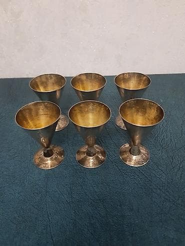 Qədəhlər, rəng - Gümüşü, Metal, 6 ədədli dəst — 1