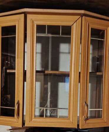 metbex ucun kunc dıvsnları: Mətbəx üçün divar şkafı - Material: ağac karkas, şüşə vitrin qapılar — 1