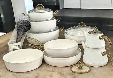 Посуда для готовки: Кастрюля, цвет - Белый, Гранит, Турция — 1