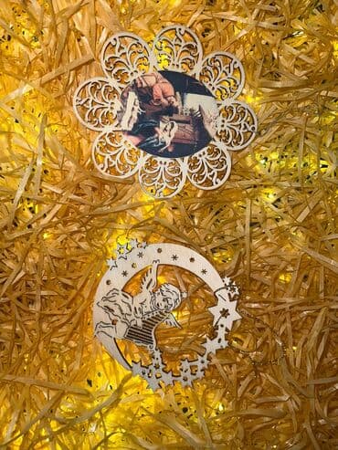 yolka ucuz: Made in Prague. (11 ədəd) Taxta Yeni il/Noel bəzəkləri – lazer kəsim — 2