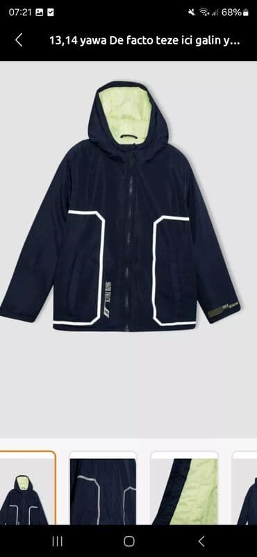 Məhsul: DeFacto uşaq/yeniyetmə kapşonlu yüngül yağmurluq Ölçü: 13–14