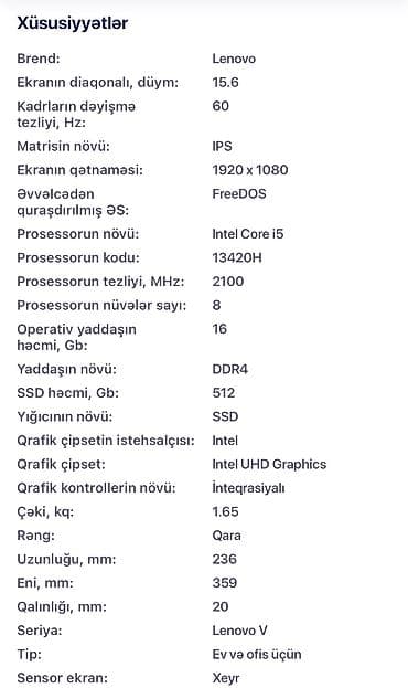 Lenovo IdeaPad (15.6") noutbuk Noutbuk Lenovo V15 G4 IRU (83A100ABRM) — 5