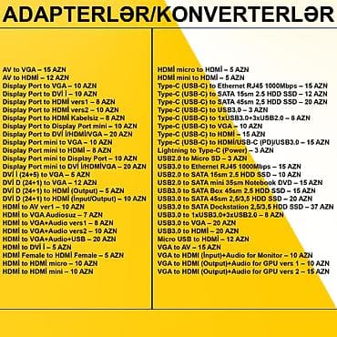 audio mikser: Adapterlər/Konverterlər (Çeviricilər) ⭐AV to VGA – 15 AZN ⭐AV to HDMİ — 2