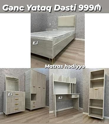 Mebel: Gənc yataq dəsti – 999₼ Matras hədiyyə Dəst tərkibi: - Tək nəfərlik — 1