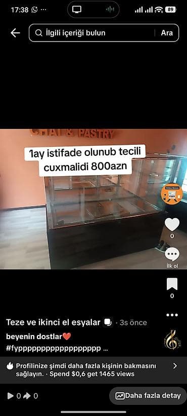 Şirniyyat vitrin soyuducu - Şüşə vitrinli, paslanmayan polad daxili