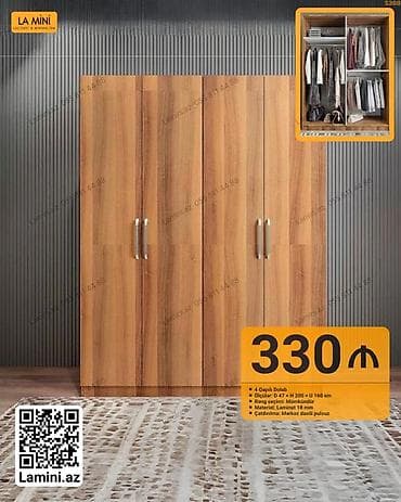 Ev üçün mebel: LA MINI – 4 qapılı dolab - Ölçülər: Dərinlik 47 sm × Hündürlük 200 sm — 1
