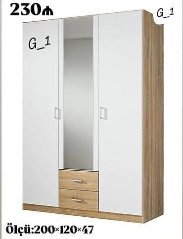 akustik panel: Üç qapılı paltar dolabı – model G_1 - Ölçü: 200 × 120 × 47 sm - — 1