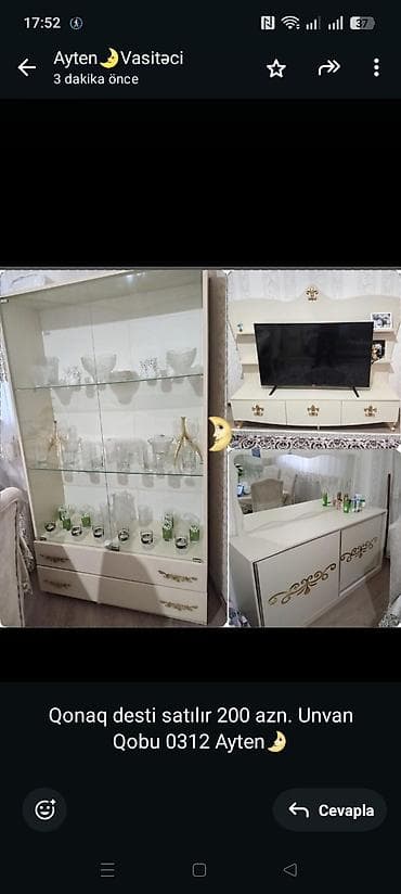 Qonaq desti satılır 200 azn. Unvan Qobu 0312 Ayten🌛