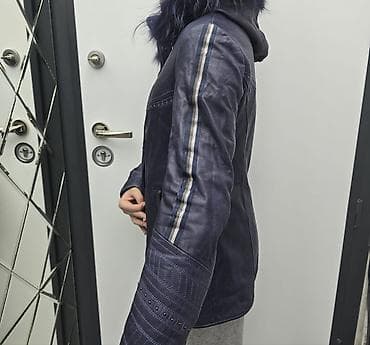 kurtka turkce: Qadın dəridən qış gödəkçəsi – tünd mavi - Material: həqiqi dəri, iç — 2