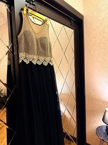 boy uzadan: Qadın gecə/libas paltarı - Rəng: üst hissə qızılı-bej, ətək hissə — 3