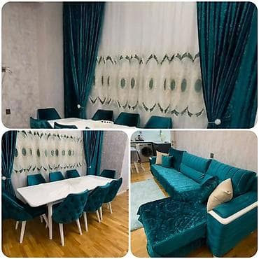 lejanka satilir: Pərdə+ künc divan+masa desti (8stullu) satılır 800 azn. Künc divan — 1