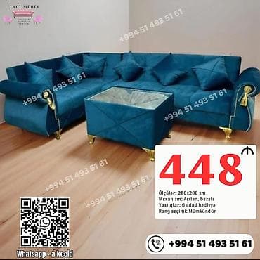 puflar: Künc divan dəsti - Ölçülər: 280 x 200 sm - Mexanizm: açılan, bazalı - — 1
