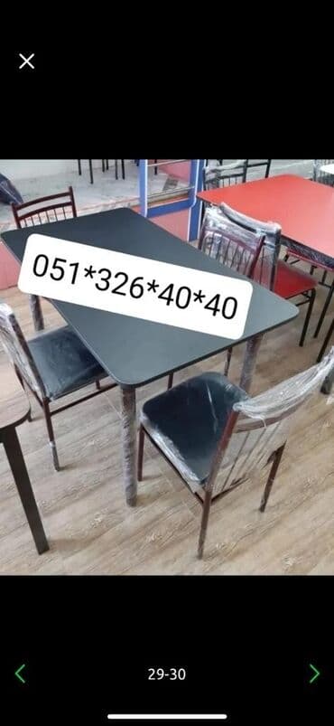 Masa və oturacaq dəstləri: Qonaq otağı üçün, Yeni, Açılan, Dördbucaq masa, 4 stul — 4