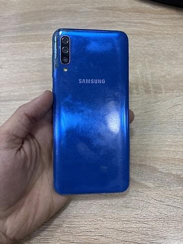 Mobil telefon və aksesuarlar: Samsung Galaxy A50, rəng - Mavi, Barmaq izi — 1