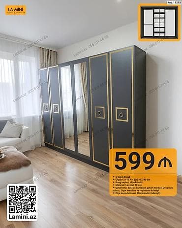 6 qapılı dolab – La Mini (Kod: 11518) - Ölçülər: D 47 × H 200 × E 240