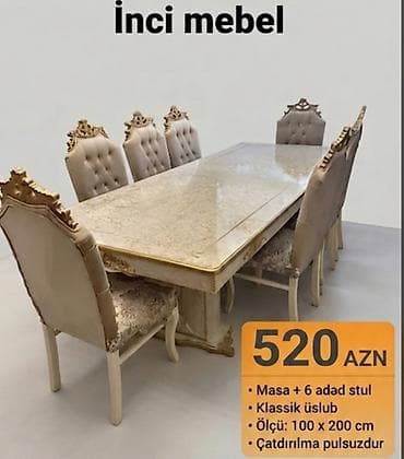 divan gence: Qonaq otağı üçün, Yeni, Açılmayan, Dördbucaq masa, 6 stul — 1