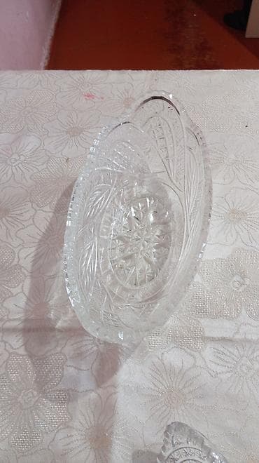 meyve qabı: Şüşə meyvə/saladı qabları dəsti - Material: şəffaf qalın şüşə (kəsim — 2