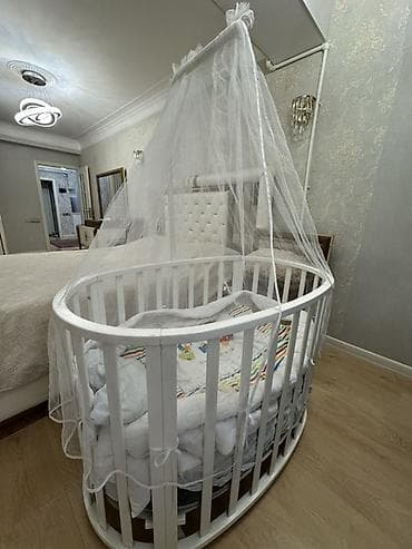 kuna mebeli: Oğlan və qız üçün, Yumru, Beşik, Dəst ilə, Matras ilə, Yellənmə mexanizm ilə — 3