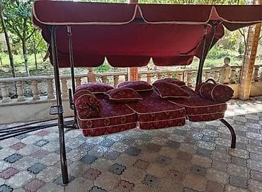 taxta stullar: İşlənmiş, Divan-yelləncək, Zontikli, Metal — 2