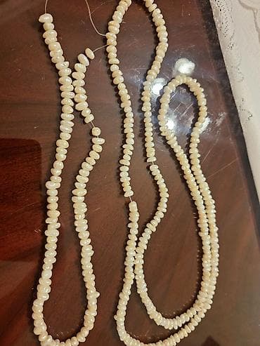 Təbii mirvari muncuq dəstləri - Material: təbii mirvari (oval/