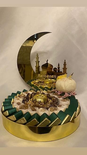 qizil qablari: Ramazan və Novruz üçün bəzəkli hədiyyə kompozisiyaları - Qızılı — 8