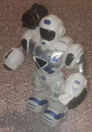 oyuncaq robot: Uşaq oyuncağı – interaktiv robot figur - Gümüş-ağ gövdə, mavi — 2