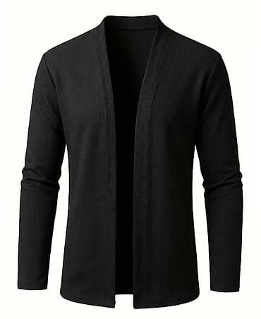 bu ilin debi: Qara rəngli kişilər üçün açıq önlü kardiqan - Stil: Minimalist — 1
