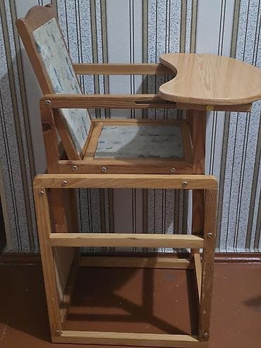 uşaq yemək stulu: Taxta uşaq yemək stulu - Material: təbii ağac karkas, laklı taxta — 3