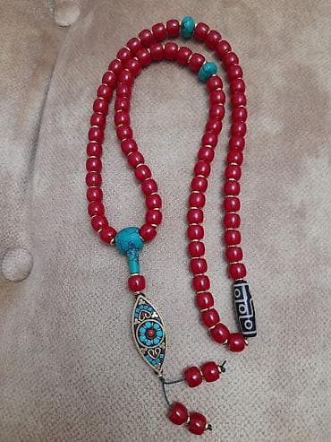 Qol saatları və aksesuarlar: Şirə mərcan eleqant boyunbağı - Üzükvari iri şirə mərcan muncuqlar - — 3