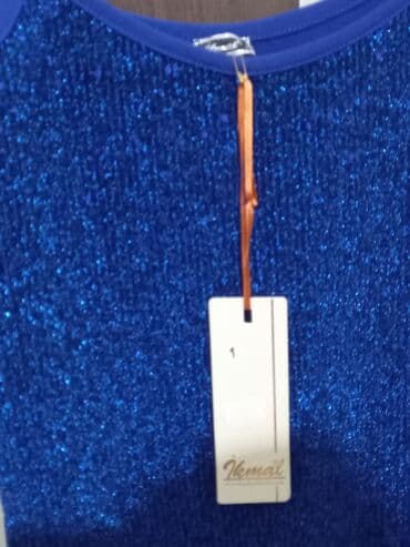 Пиджаки: Mavi rəngli, parıltılı fakturalı qadın topu (brend: Kemal). - Model — 2