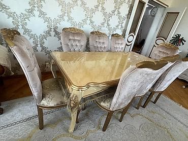 ipi: Qonaq otağı üçün, İşlənmiş, Açılmayan, Oval masa, 8 stul — 2