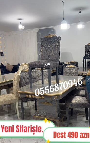 ders masaları: Qonaq otağı üçün, Yeni, Açılmayan, Dördbucaq masa, 6 stul — 1