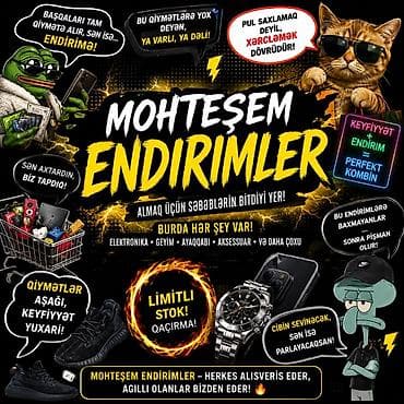 Reklam lövhələri: Möhtəşəm Endirimlər – alış-veriş üçün səbəblərin bitdiyi yer! Burada — 1
