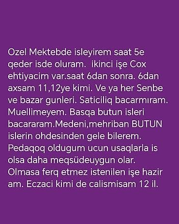 bag evine aile axtariram: Digər ixtisaslar — 1