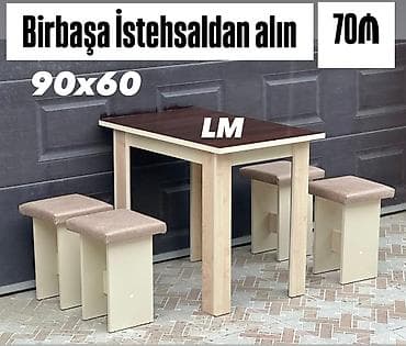 l masa: Mətbəx üçün, Açılmayan, Dördbucaq masa, 4 stul — 1