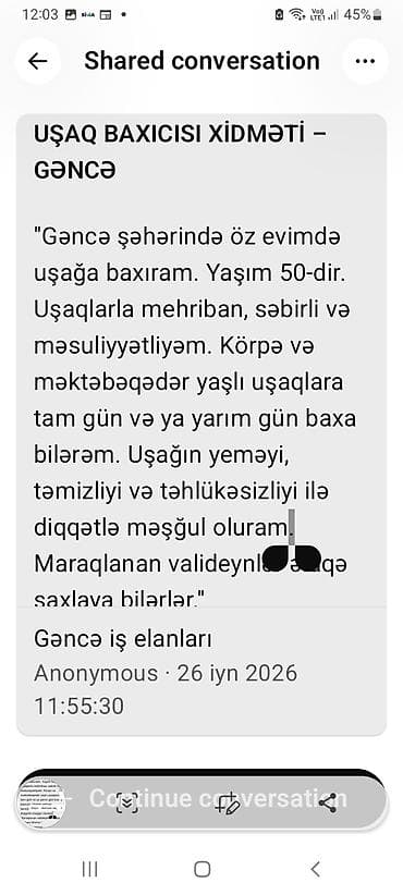 Dayə, Öz evində, 50 yaş — 1