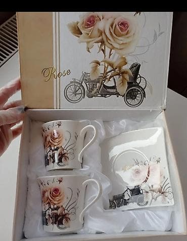 rose: Çay dəsti, rəng - Ağ, Farfor, 2 nəfərlik, Türkiyə — 1