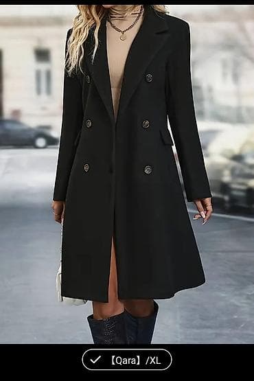 Qadın üçün uzun qara paltok/plaş - Rəng: Qara (şəkildə göstərilən) -