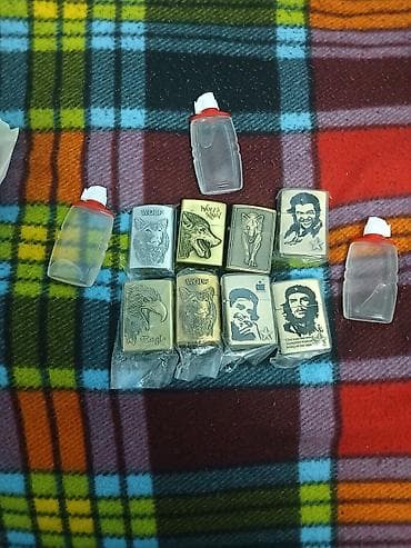 Benzinli metal alışqanlar dəsti - Korpus: metal, qızılı və gümüşü