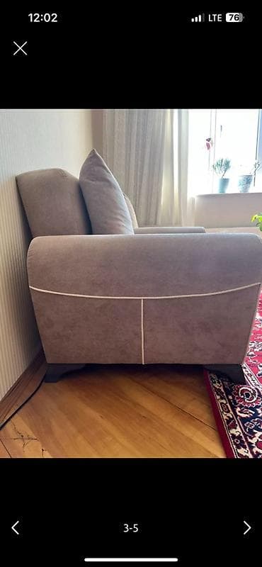 dairəvi: Yumşaq bej rəngli tək nəfərlik kreslo - Material: məxməri tipli — 2