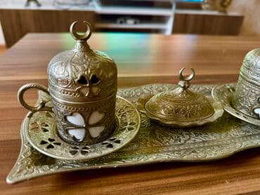 набор посуды: Qəhvə dəsti, rəng - Gümüşü, Metal, 2 nəfərlik, Türkiyə — 3