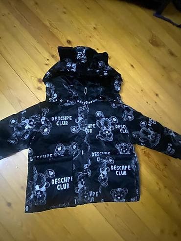 Xodunoklar: Uşaq qış gödəkçəsi – “DESCHPE CLUB” naxışlı - Rəng: qara, üzərində — 2