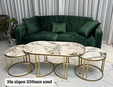 hesir stol stul: 3‑lü ziqon stol dəsti – Dəst: 3 ədəd – 1 böyük oval orta stol + 2 — 1