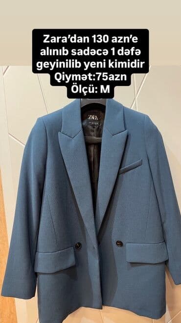 zara pencək: - Məhsul 1: Zara qadın blezeri - Rəng: tünd mavi - Kəsim: klassik — 1